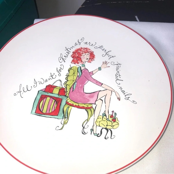 Rosanna Boxed Set Of 4 Painted Christmas Plates Cream Different Designs Retro - Picture 3 of 8